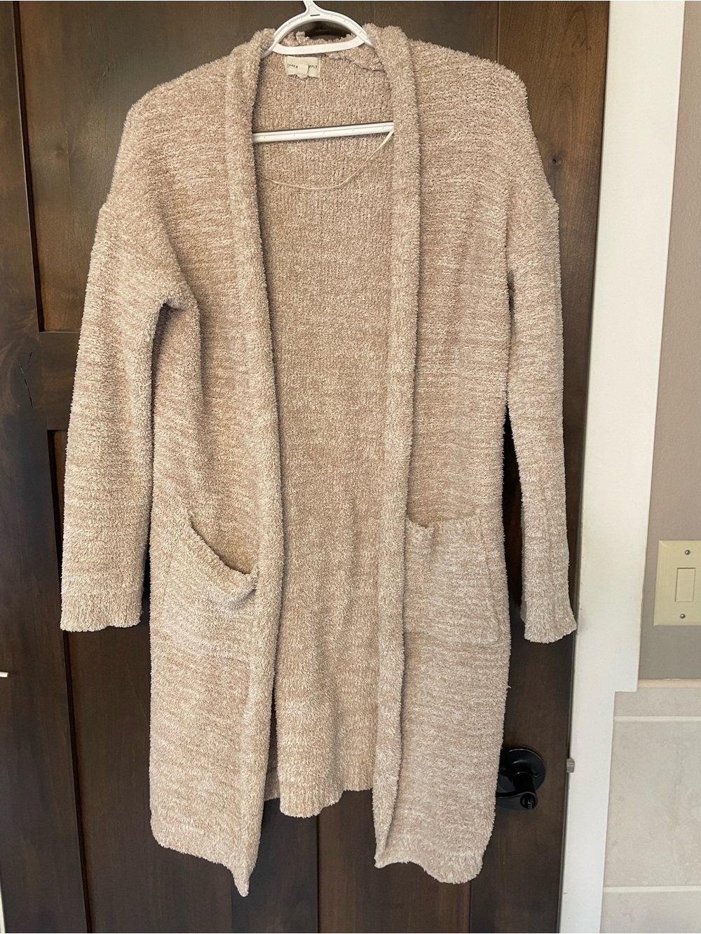 Thread & Supply Cozy Open-Front Cardigan in Light Taupe
